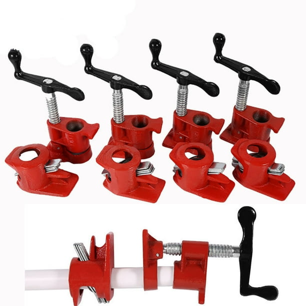 Wood Gluing Pipe Clamp Quick Release Wide Base Iron Wood Metal Clamp Set for Woodworking Workbench 4 Sets 1 Inch Heavy Duty Woodworking Vice Wood Gluing Pipe Clamp Quick Release Wide Base Iron Wood Metal Clamp Set for Woodworking Workbench 4 Sets 1 Inch Heavy Duty Woodworking Vice